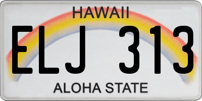 HI license plate ELJ313