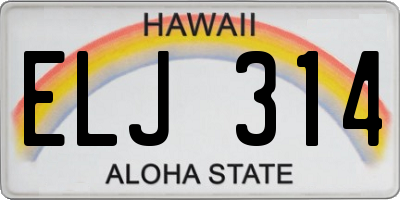 HI license plate ELJ314