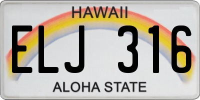 HI license plate ELJ316