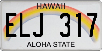 HI license plate ELJ317