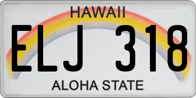 HI license plate ELJ318