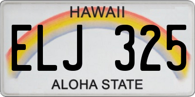 HI license plate ELJ325