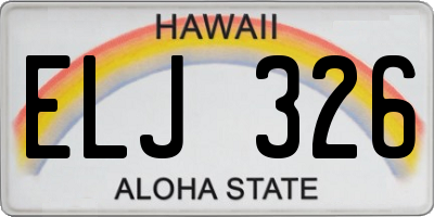 HI license plate ELJ326