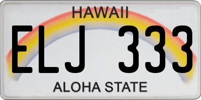 HI license plate ELJ333