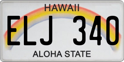 HI license plate ELJ340