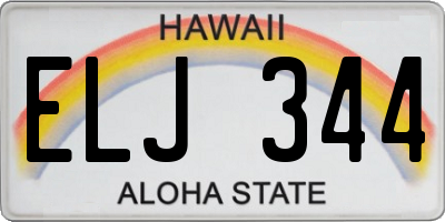 HI license plate ELJ344