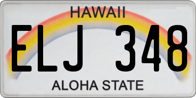 HI license plate ELJ348