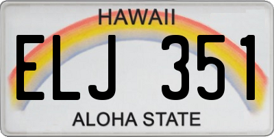 HI license plate ELJ351