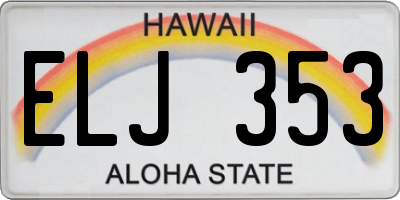HI license plate ELJ353
