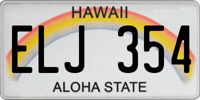 HI license plate ELJ354