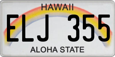 HI license plate ELJ355