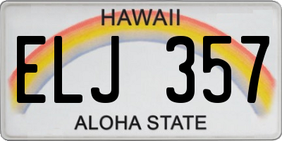 HI license plate ELJ357