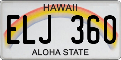 HI license plate ELJ360