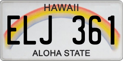 HI license plate ELJ361