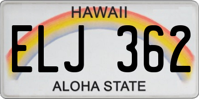 HI license plate ELJ362