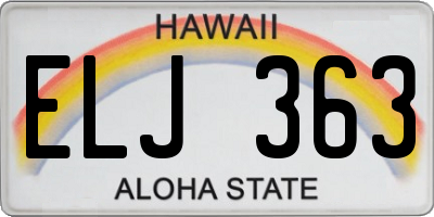 HI license plate ELJ363