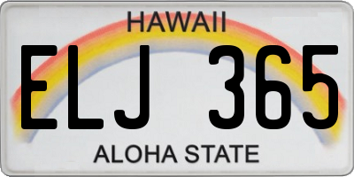 HI license plate ELJ365