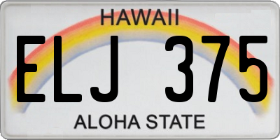 HI license plate ELJ375