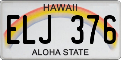 HI license plate ELJ376