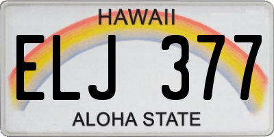HI license plate ELJ377