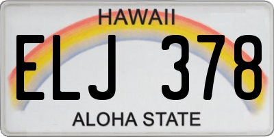 HI license plate ELJ378