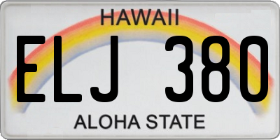 HI license plate ELJ380