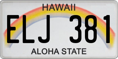 HI license plate ELJ381
