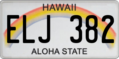 HI license plate ELJ382