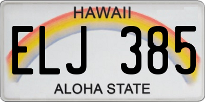 HI license plate ELJ385