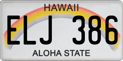 HI license plate ELJ386