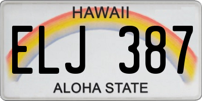 HI license plate ELJ387