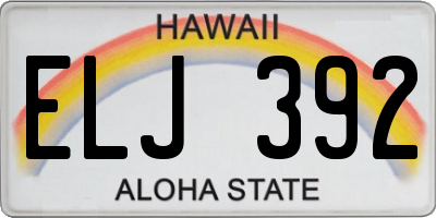 HI license plate ELJ392