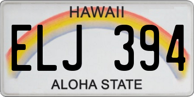 HI license plate ELJ394