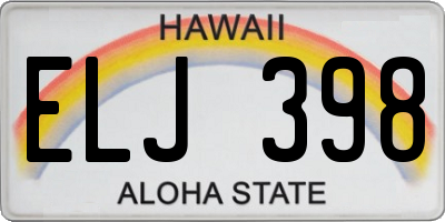 HI license plate ELJ398