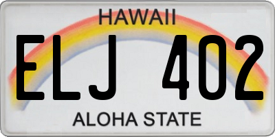 HI license plate ELJ402