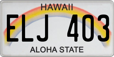 HI license plate ELJ403
