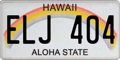 HI license plate ELJ404