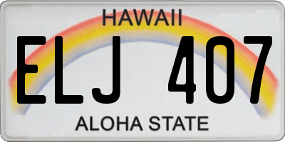 HI license plate ELJ407