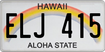 HI license plate ELJ415