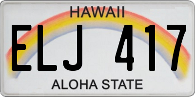 HI license plate ELJ417