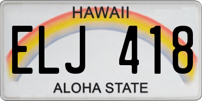 HI license plate ELJ418