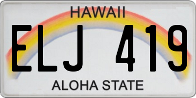 HI license plate ELJ419
