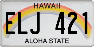 HI license plate ELJ421