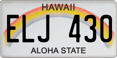 HI license plate ELJ430