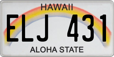 HI license plate ELJ431