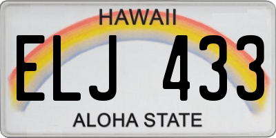 HI license plate ELJ433