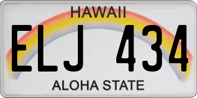 HI license plate ELJ434