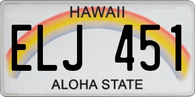 HI license plate ELJ451