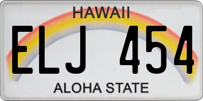 HI license plate ELJ454