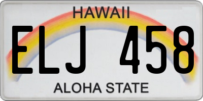 HI license plate ELJ458